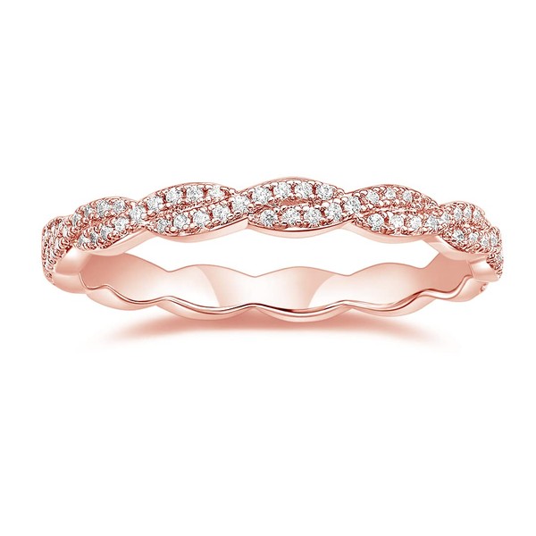 TIGRADE Engagement Ring for Women Twisted Rope Cubic Zirconia Eternity