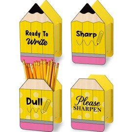 gisgfim 4 Pcs Pencil Shaped Holder Sharp and Dull Pencil Holder Wooden Dispenser Pencils Storage Organizer Container for Back to School Teachers Classroom Office Desk Management Organization