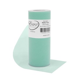 Expo International Decorative Matte Tulle, Roll/Spool of 6 Inch x 25 Yards (Pack of 1), Polyester-Made Tulle Fabric, Matte Finish, Lightweight, Versatile, Washable, Easy-to-Use, Aqua Blue