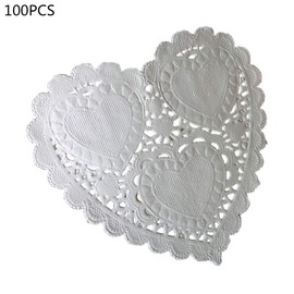 SUCHUANGUANG 100Pcs/Set 4 Inch 10cm Heart Shape Paper Doily Doilies Coaster Placemat Paper