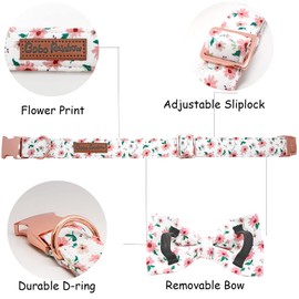 Bobo Rainbow Dog Collar - Floral Dog Collar Bows for Dogs Bowtie Adjustable Dog Collar Girl Pet Gift Spring Dog Collar for Medium Small Large Dogs