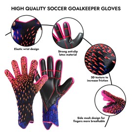 ZEZELIFE Soccer Goalkeeper Gloves for Kids Boys Children Youth Adult Football Goalie Gloves with Strong Grips Full Finger Breathable Mesh Protect Children Hand Soccer Gloves (5 Size)