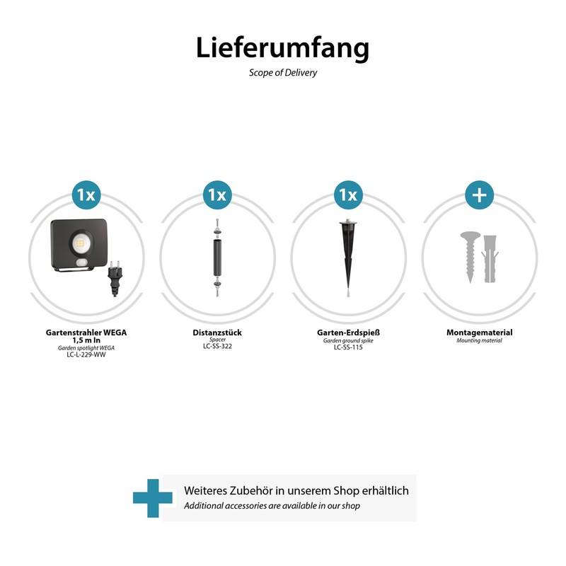ledscom.de Wega LED Garden Spotlight with Ground Spike and 15