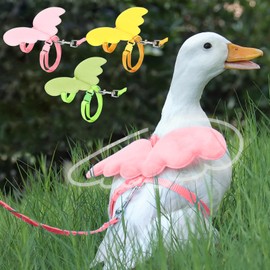 SATINIOR 3 Pack Harness and Leash for Real Ducks, Funny Goose Accessories, Soft and Adjustable Outside Walking Harness Leash, Outdoor Training Traction Rope Collar for Pet Ducks Goose Chicken Hen