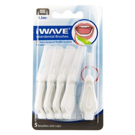 iWave Interdental Brushes Fine Size 1.3 mm White Pack of 5 – Interdental Cleaning Brushes for Total Teeth Cleaning Plaque Removal Tool