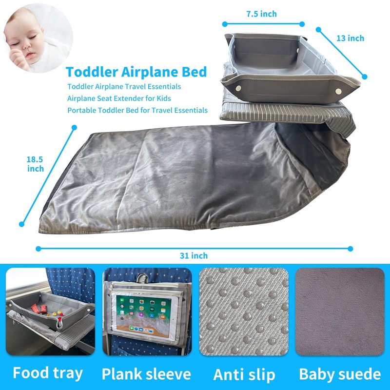 NNOODUST Toddler Airplane Bed with Kids Travel Tray