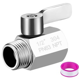 Carvedexquisitely Shower Head Shut Off Valve,304 Stainless Steel 1/2" Mini Ball Valve NPT Thread,Shower Head Flow Control Valve