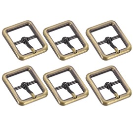 sourcing map Metal Roller Buckle, 6Pcs 0.75 Inch Single Prong Belt Buckle Rectangle Center Bar Buckles for Leather Craft Accessories Belt, Bronze