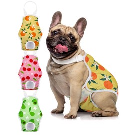 MICOOYO Dog Period Pants 3Pack, Reusable Dog Nappies Female with Adjustable Suspender, Washable Sanitary Pants for Female Dogs Cats Puppy(Fruit,XL)