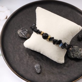 MILAKOO Gemstone Bracelet Women's Natural 7 Chakra Bracelet Healing Bracelet Energy Bracelet Set, Black Tourmaline Rubber