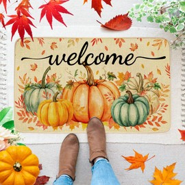 JWXCBIM Fall Welcome Door Mat, Pumpkin Autumn Doormat Indoor Outdoor Non-Slip Mat for Home Entrance, Outside Entry, Floor, Patio 17x30 Inches (Pumpkin 1)
