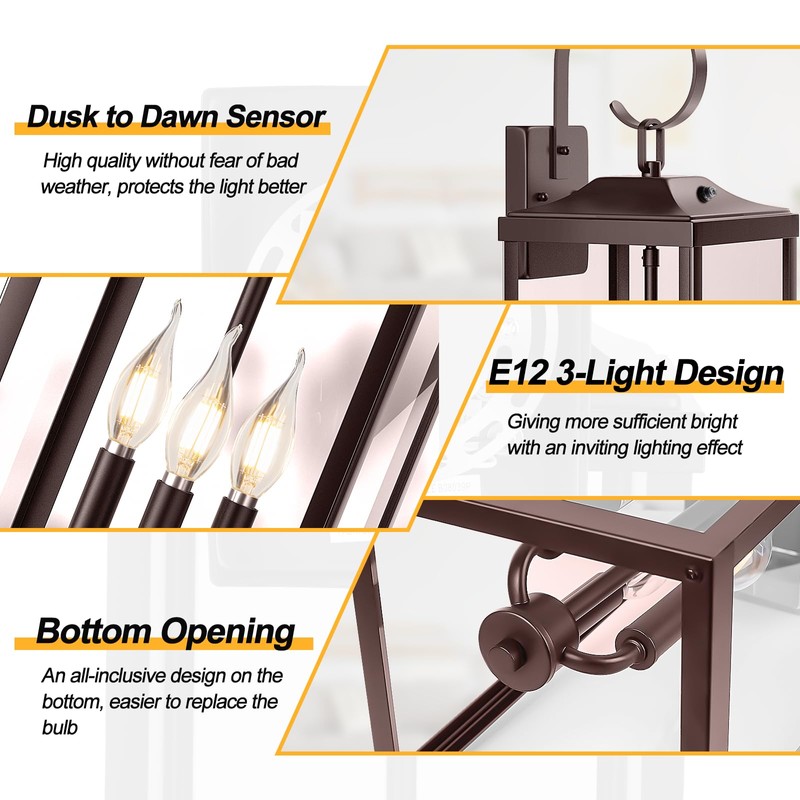 Yolsunes 24" Extra Large Dusk to Dawn Outdoor Wall Light,