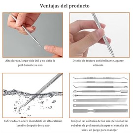 Kit de Herramientas para Uñas Encarnadas, 7PCS Set de Manicura de Acero Inoxidable, Tratamiento de Manicura para Uñas Limpieza Reparación Herramientas