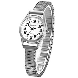 Avaner Women's Watch Elastic Strap: Stretch Wrist Watch Women's Watches with Large Dial Easy to Read Drawstring Strap Watch Analogue Quartz Watch for Women, Type 2 silver, Classic