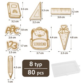 MEJOSER 80 Stück Einschulung Deko Holz Konfetti Schulkind Schulanfang Streudeko Tischdeko Inkl. Box Schuleinführung Schulstart DIY Geschenke für Junge Mädchen