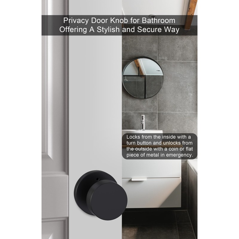 goldenwarm 2 Pack Black Interior Door Knobs, Heavy Duty Matte