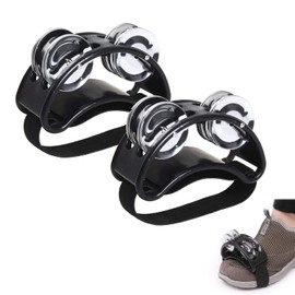 Foot Tambourine, Fuß Tamburin, Foot Percussion, Fußtamburin mit Stahljingles, Fuß Metal Shaker Tamburin, Percussion Instrumente Cajon Schlagzeug Zubehör, Foot Tambourine für Jingle Bell Zubehör, 2Pcs