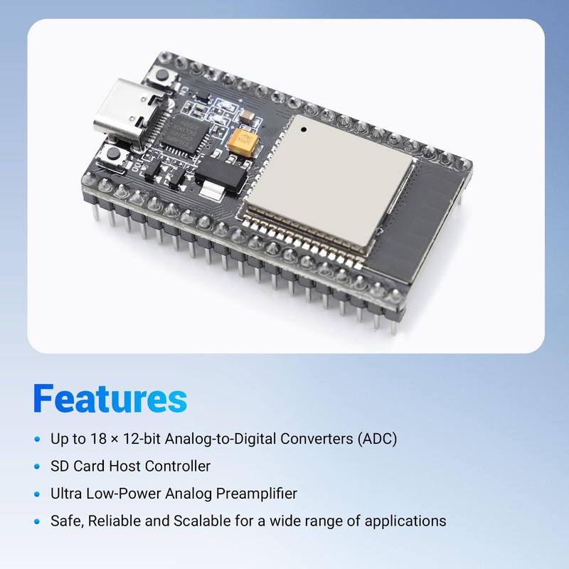 2 Pack ESP32 Development Board 38 Pin USB-C WiFi Bluetooth,