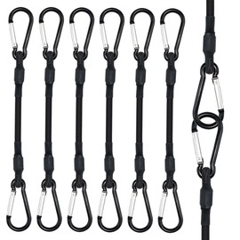 6 Pack Bungee Cords with Carabiner Hooks, 12 Inch Black Heavy Duty Bungee Cords for Camping, Tarps, Bike Rack, Tent, Kayak Boat