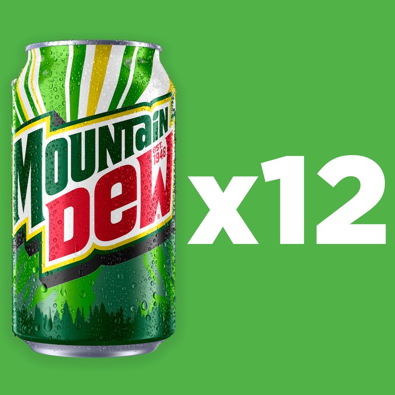 Mountain Dew Soda, 12 Fl Oz Cans (Pack of 12)
