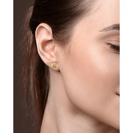 Hypoallergenic Small Knot Stud Earrings | 14K Gold Plated Rose Jewelry | 5MM Dainty Love Gift for Mothers Day, Sensitive Ears & Anniversary Romance