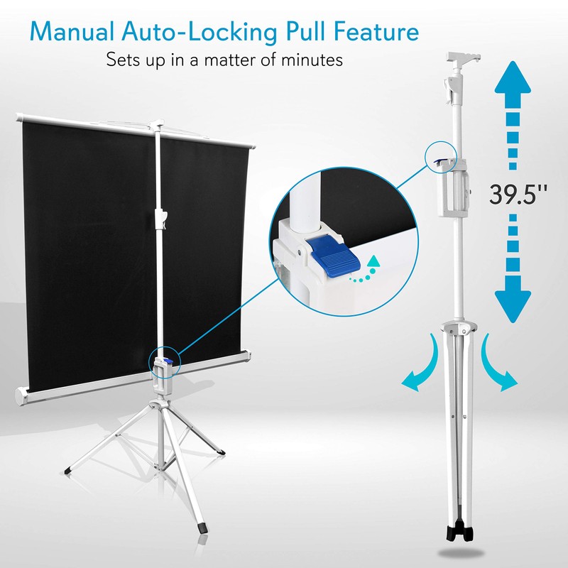 Pyle 50 Inch Portable Projector Screen with Tripod Stand –