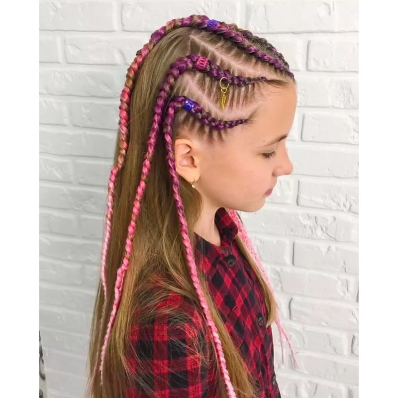 Ari 10 Extensiones Cabello Sintético Decoración Peinados Niñas