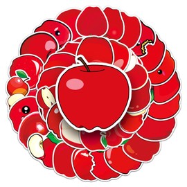 50 Packs Fruit Shape Stickers Water Bottles Laptop Phone Computer Guitar Skateboard Hydroflasks Red Fruit Seal Vinyl Sticker Waterproof Aesthetic Trendy Decals for Kids Teens Girls Adults