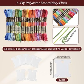 CABODYALS 18 Knäuel 6 Stränge Bunte Stickgarnfäden Regenbogenfarben Farbverlauf Kreuzstichgarn Freundschaftsarmbänder Garnschnur In Großpackung Mit Garnspulen Zum Nähen von Hand Basteln Stricken