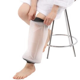 Cadi Gibbs Cover, Waterproof Shower Cover, Soft Type, Can Be Worn Even If Your Feet Are Injuried, Shower With Bandages or Gypsum (Only for Shins of the Foot), Bath Aid for Breaking Feet