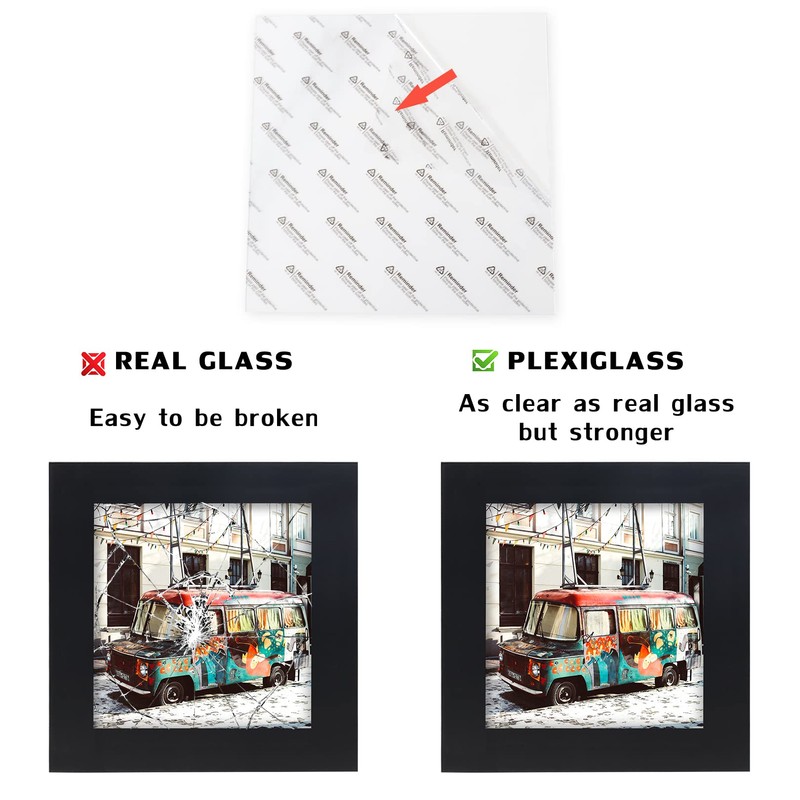 4x4 Black Picture Frames Square Classic Natural Wood 6 Pack