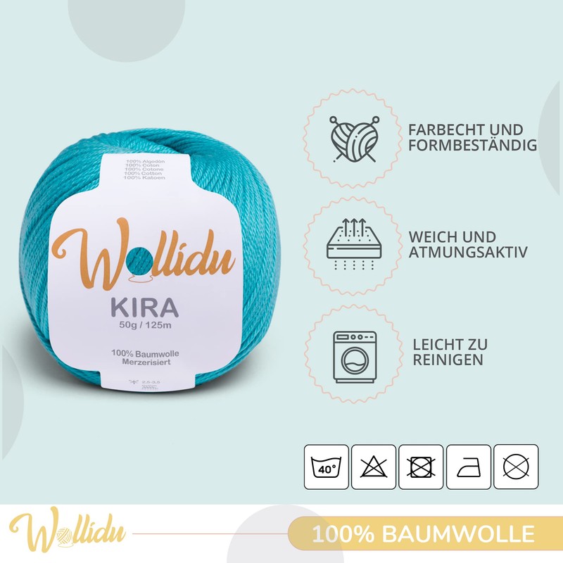 Wollidu Kira 100% Cotton for Knitting and Crocheting 4 x