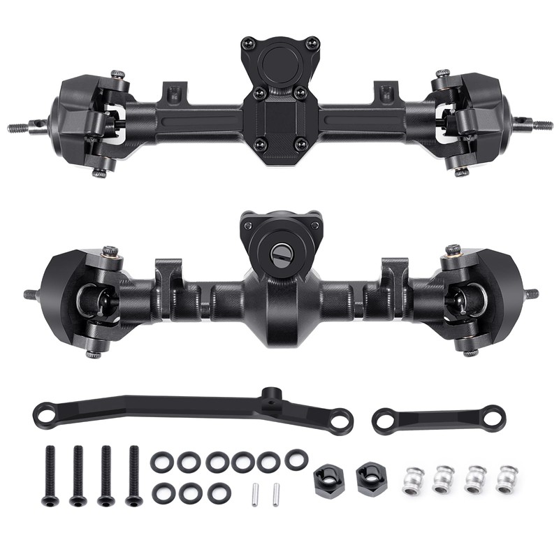 RCLIONS Aluminum Front&Rear Axles Complete Set for Axial SCX24 Deadbolt