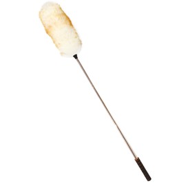 iHUFeather Lambs Wool Extendable Household Cleaning Duster 64" Wall Duster Cleaner with Stainless Steel Long Handle and Extension Pole for Cleaning High Ceiling Fan Interior Roof, Yellow&White