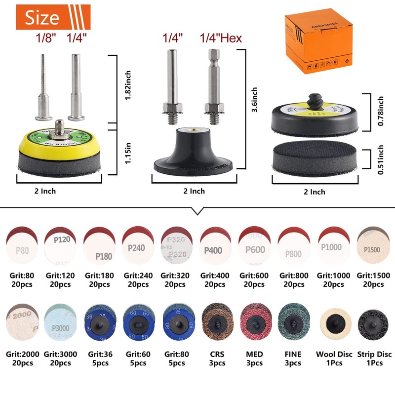 Tshya 270Pack 2inch Sanding Discs Pad Variety Kit for Drill