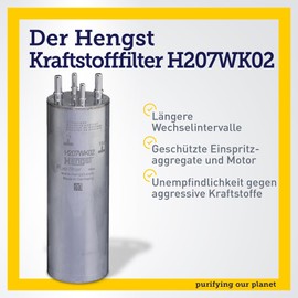 HENGST Fuel Filter Type H207WK02 - Fuel Line Filter for Cars - Filter for Fuel, Filter for Cars