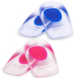 JayruiMice Gel Silicone Heel Cups/Pads - 2 Pair Heel Lifts for Plantar Fasciitis,Heel Pain Shoe Inserts Heel Protectors,Achilles Tendonitis (Blue+Pink, Small/Med)