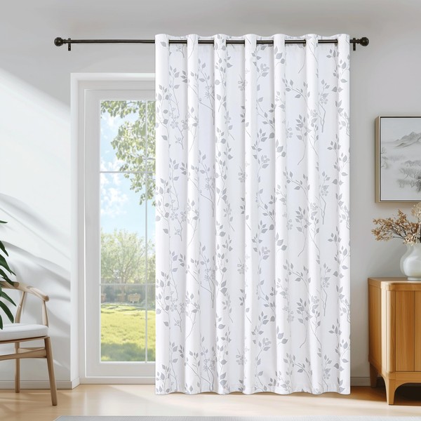 Beauoop Floral 100% Blackout Curtains 84 Inch Length 1 Panel