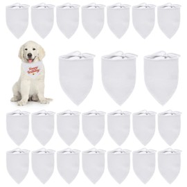 HACRAHO Solid Dog Bandanas, 24 PCS Solid Pet Triangle Scarf Sublimation Blank DIY White Dog Triangle Bibs Scarf DIY Polyester Dog Bandana for Small Medium Large Dogs