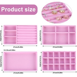 LWAIX Schmuckaufbewahrung Schublade Schmucktabletts Schmuck Organize Schmuck Organizers Schubladen für Schmuck Schubladeneinsatz Aufbewahrung Ordnungssystem Ohrringe Armband Ringe 4PCS (Rosa)