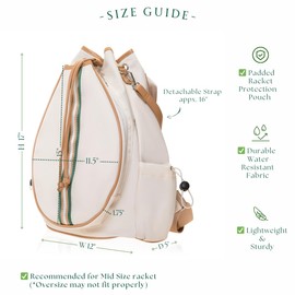 Mini Momo Tennis Bag for Women Racket Tote, Stylish Backpack - Unisex Racquet Sports Pickleball Bag Convertible Shoulder, Crossbody Strap Large Compartment (Backpack - Racket Bear Edition)