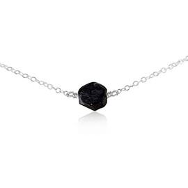 Obsidian Raw Nugget Choker in Sterling Silver