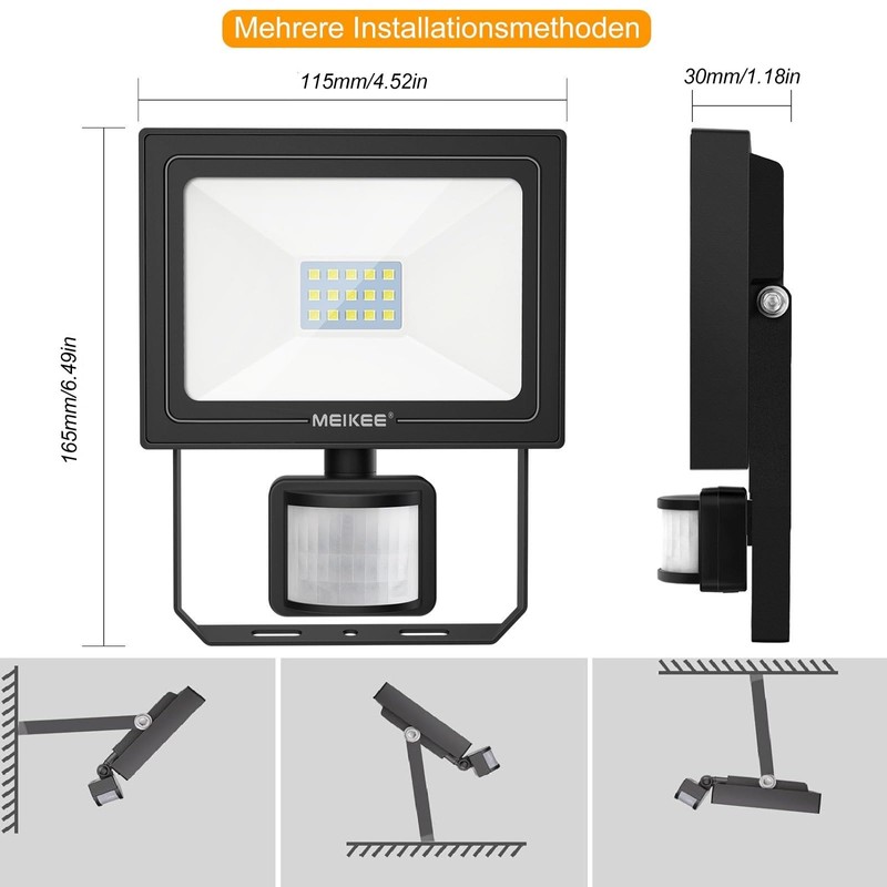 MEIKEE 15 W LED Spotlight with Remote Control, 150-1200 Lumens,