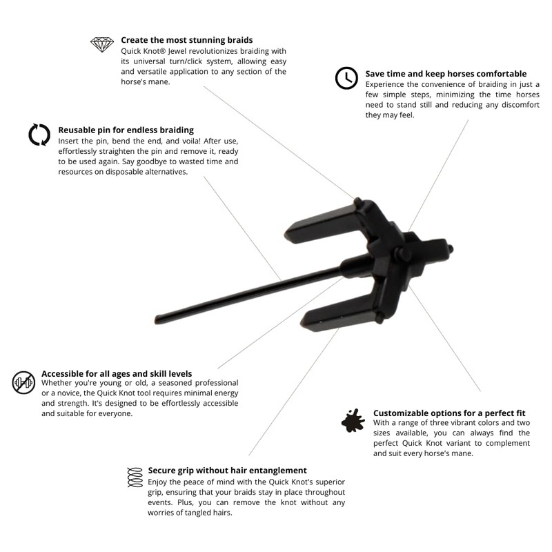 Quick Knot® Deluxe Mane Clip for Horses, Suitable for Horses