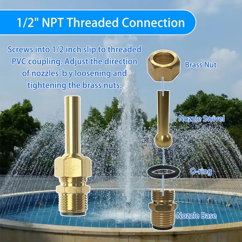 YRMST 590041 Swimming Pool Spa Brass Deck Jet Nozzle Replacement