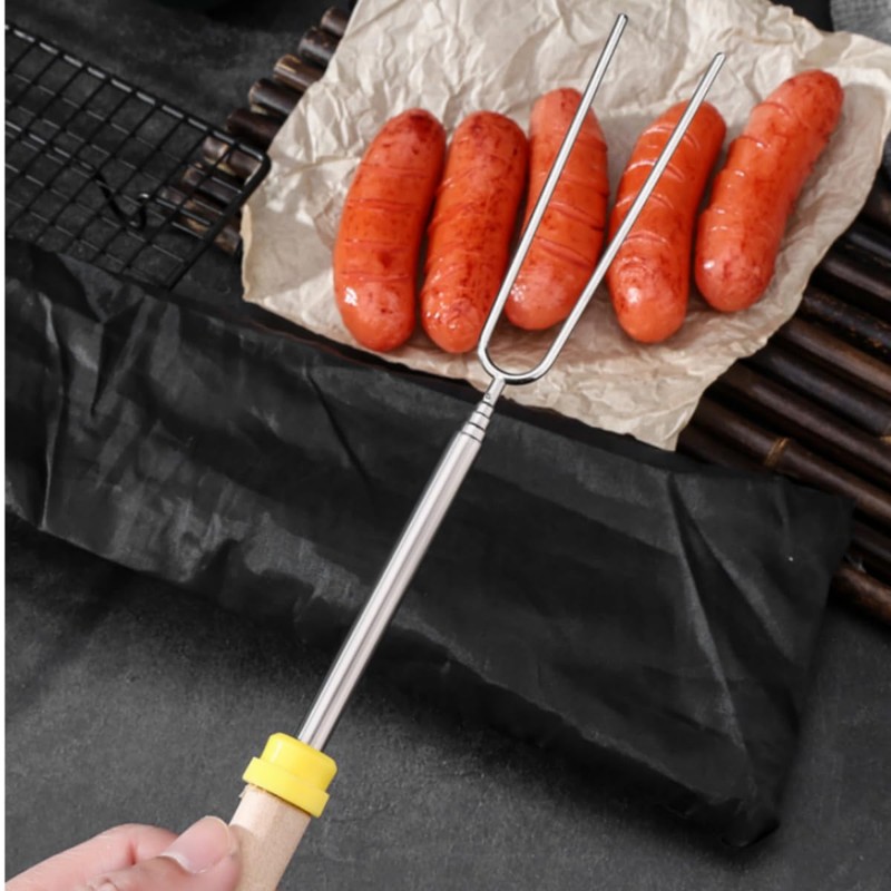 HRLORK 10 Pack Marshmallow Toasting Forks Stainless Telescoping Barbecue Forks