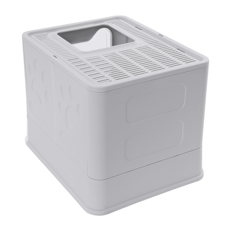 Cat Litter Box, Foldable Enclosed Top Entry with Litter Catching