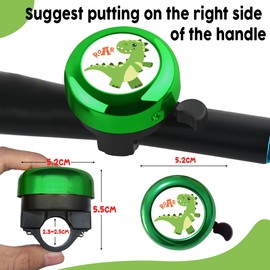 Children's Bell, Bicycle Bell, Children's Bell, Bicycle Bell Children Boys / Girls, Bicycle Bell Children Unicorn/Fire Brigade, Bell Bicycle Boys / Girls (Green Dinosaur)