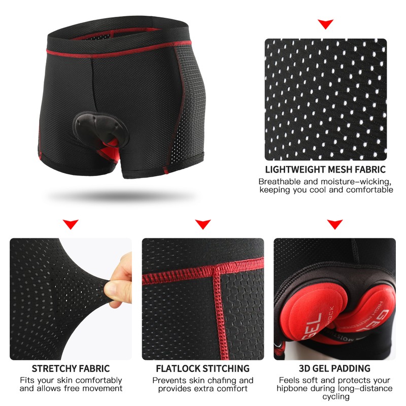 Men Cycle Underwear Shorts Breathable Gel Padded MTB Biking Riding