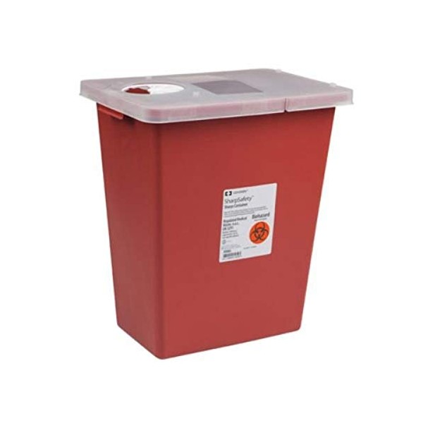Covidien 8991 SharpSafety Sharps Container Gasketed Slide Lid, 18 gal Capacity, Red (Pack of 5)